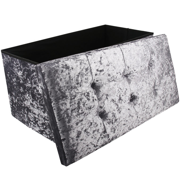 Double Velvet Ottoman Box Crushed Velvet Storage Box