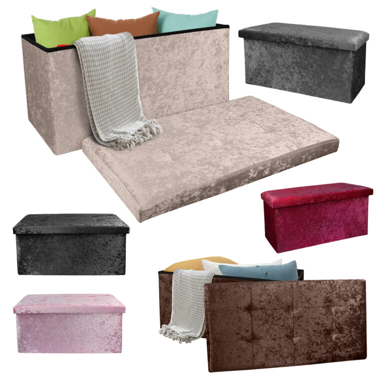 Double Velvet Ottoman Box Crushed Velvet Storage Box