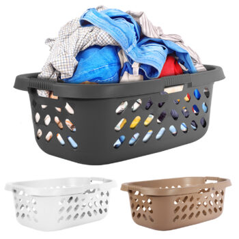 Taupe DANIEL JAMES Housewares Plastic 40L Laundry Basket Hamper Hipster Clothes Washing Storage Bedding Linen 