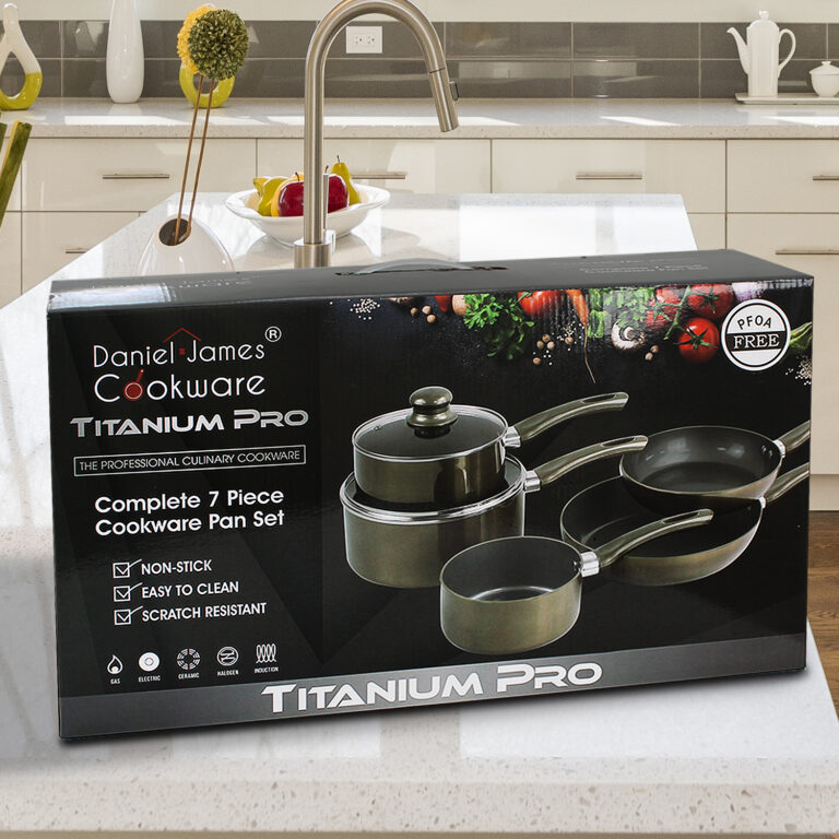 Titanium Pro Pan 7 Piece Set Non Stick Ceramic Saucepan Frying