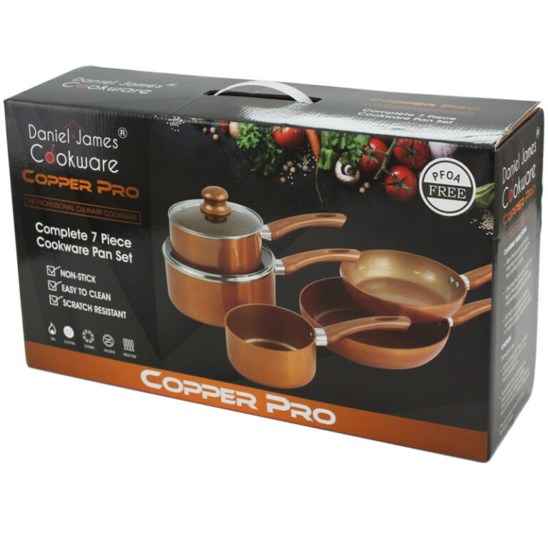 Pan Set 7 Piece Copper Pro Cookware Daniel James Products