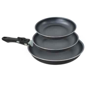 3 Piece Pressed Aluminium Frying Pan Set with Detachable Handle