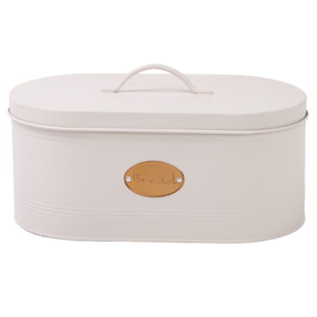 Cream Bread Bin Storage Tin with Copper Badge