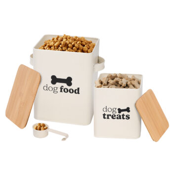 Set of 2 Dog Food Storage Tins