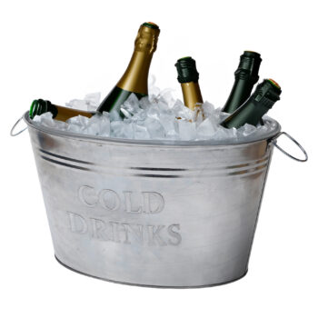 Galvanised Steel Cold Drinks Beverage Cooler Ice Bucket with Handles