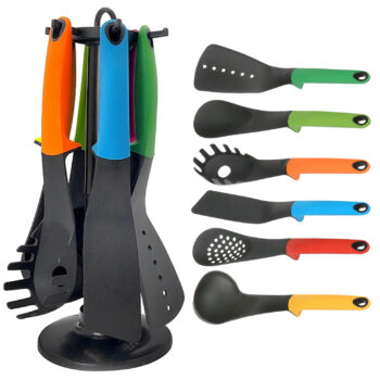 6 Piece Kitchen Utensils Set with Rotating Stand