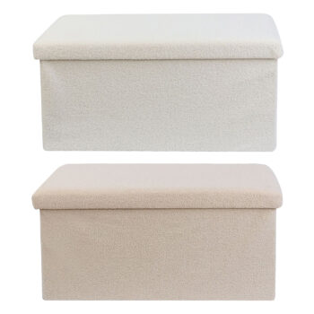 Cream or White Teddy Boucle Double Ottoman Storage Box