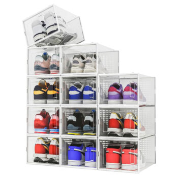 6 or 12 Clickable Stackable Shoe Box Storage Boxes by Alex Nash