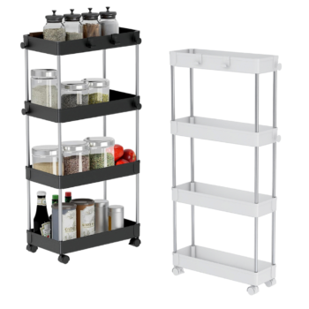 Black or White 4 Tier Storage Trolley by Alex Nash (Choose Your Size)