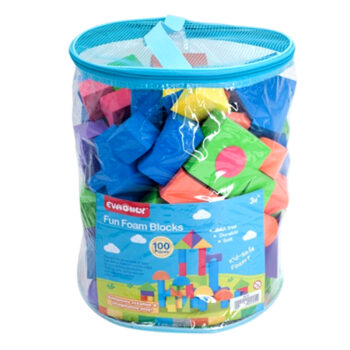 100 Piece Foam Building Blocks Set with Storage Bag