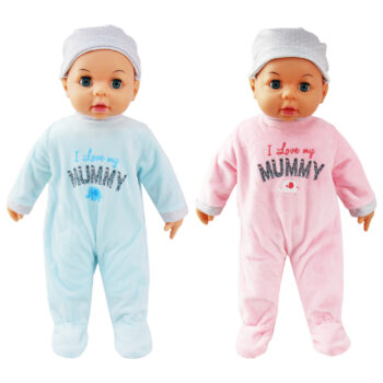 45cm Baby Doll with Hat & Babygrow - Pink or Blue