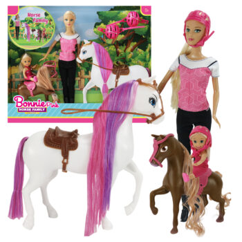 Horse Family Doll Gift Set - Horse Figurine & 2 Dolls with Accessories