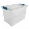 STASH'D 80L Click 'n' Store Storage Box – Clear Box & Lid with Blue Side Locks (1 or 3 Pack):