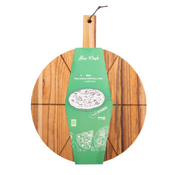 Acacia Wood Pizza Board & Cutter Set by Alex Nash