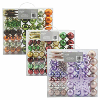 50-Piece Assorted Shatterproof Bauble & Christmas Tree Decoration Set