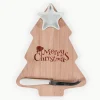 Christmas Tree Shaped Bamboo Cheese Plate with Knife
