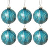 Pack of 6 Blue Marble Christmas Baubles