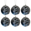 Pack of 6 Navy Bead Leaf Christmas Baubles