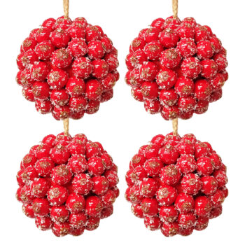Pack of 4 Frosted Berry Christmas Baubles