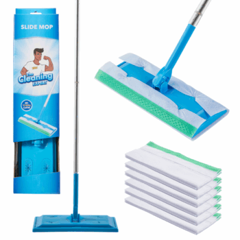 Slide Mop Starter Kit with Antibacterial Wet Cloths by The Cleaning Expert