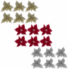 Pack of 6 Clip-On Poinsettia Flower Christmas Decorations