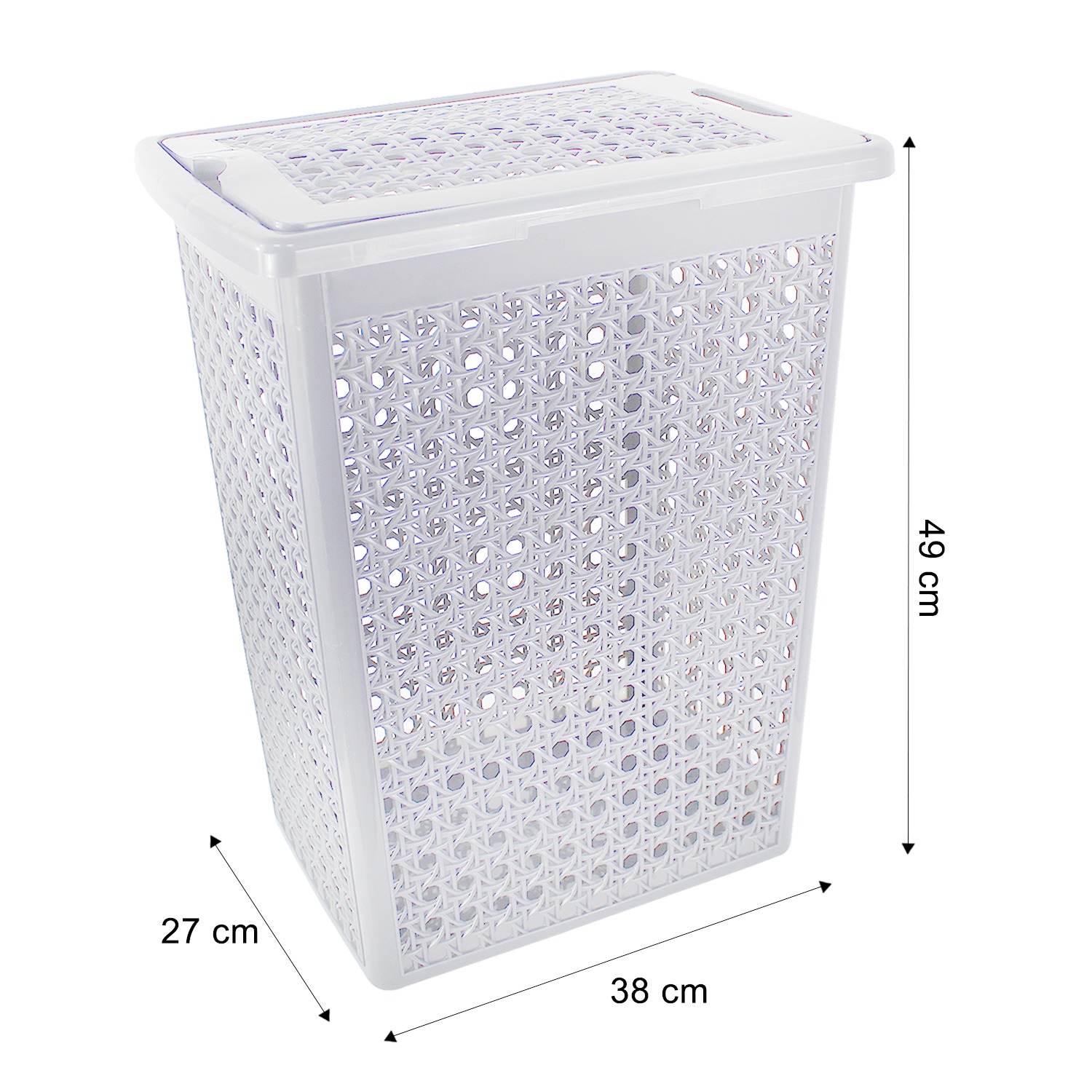 48 Litre Rectangular Laundry Basket – Plastic Storage Hamper Grey & White - Image 4