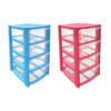 Mini 4 Drawer Plastic Storage Tower – Clear Drawers with Pink or Baby Blue Frame by STASH'D