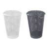 48L Round Laundry Basket with Lid & Handles – Plastic Rattan Effect Hamper (White & Grey)