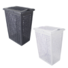 48 Litre Rectangular Laundry Basket – Plastic Storage Hamper Grey & White