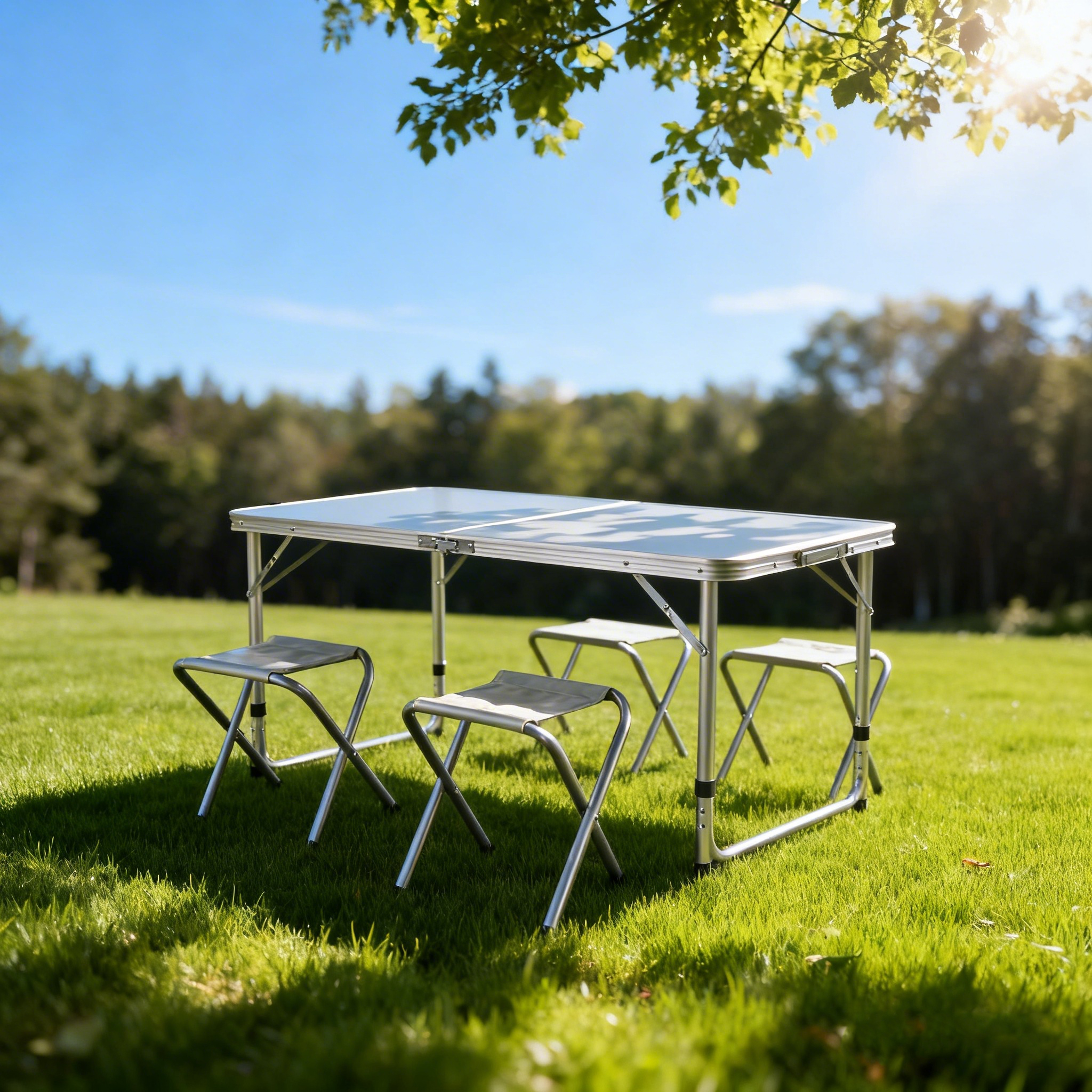Folding Camping Table & 4 Stool Set – Portable Picnic Table with Chairs - Image 5