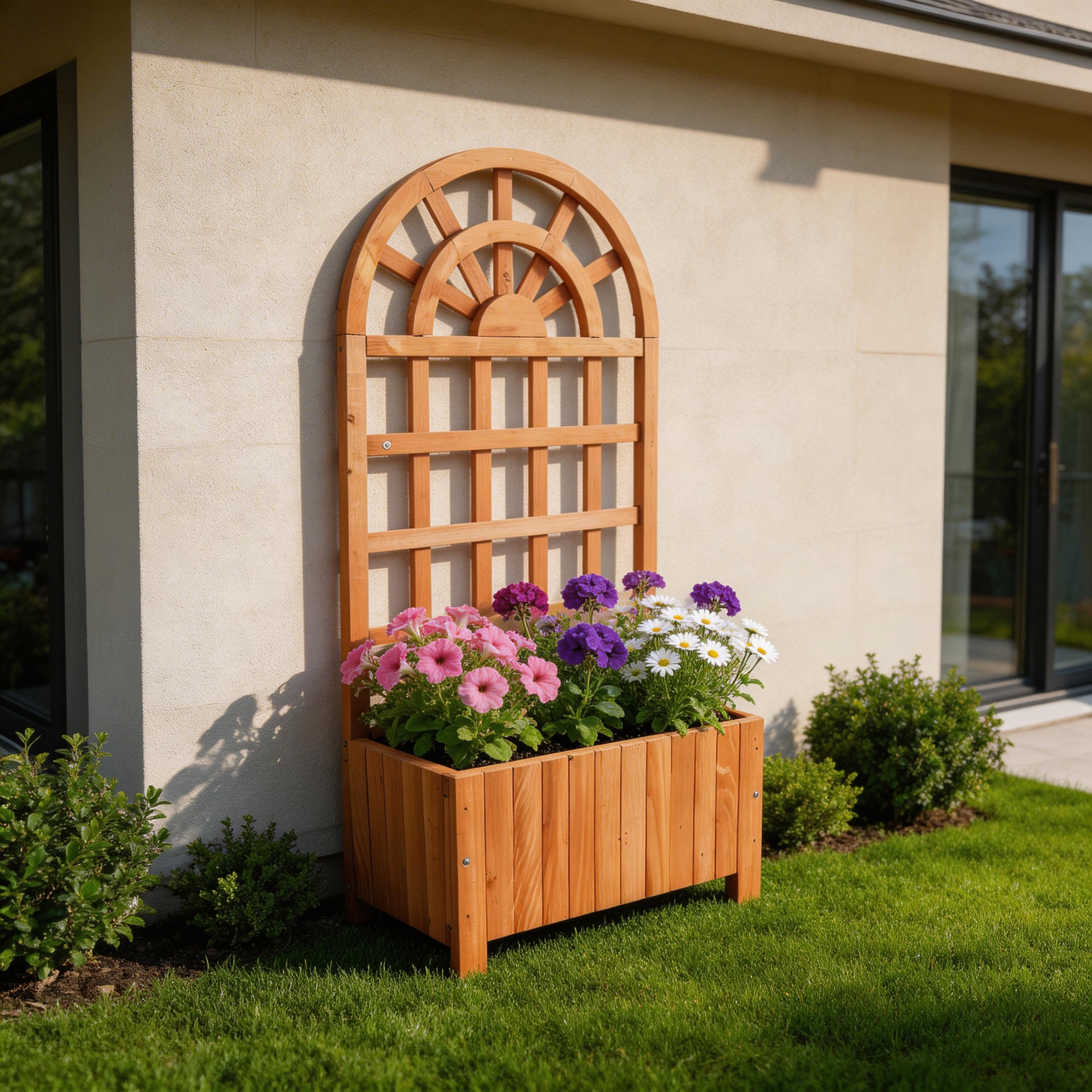 Wooden Arched Trellis Planter Box with Climbing Frame - Image 4