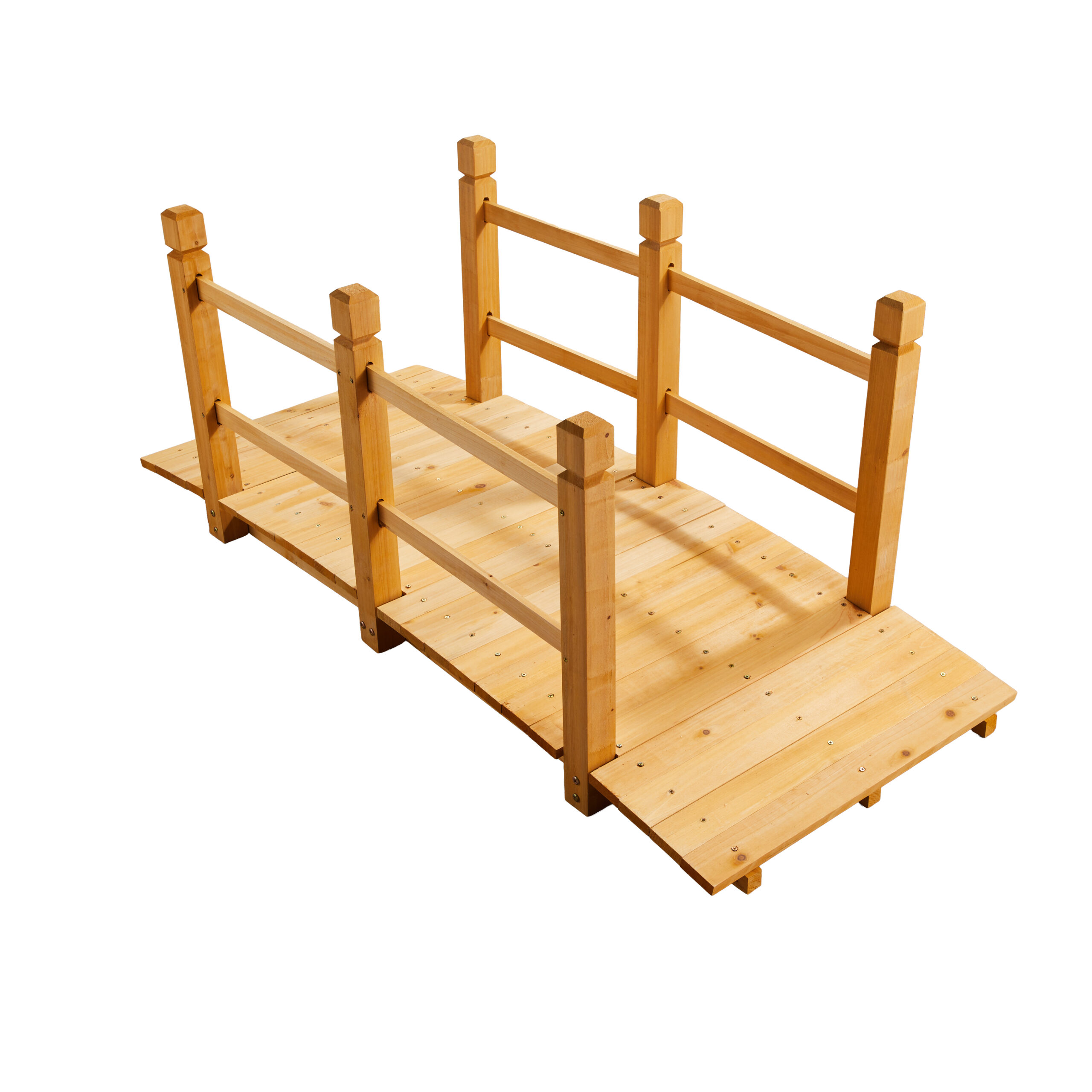 Wooden Garden Bridge with Handrails – Decorative Outdoor Footbridge