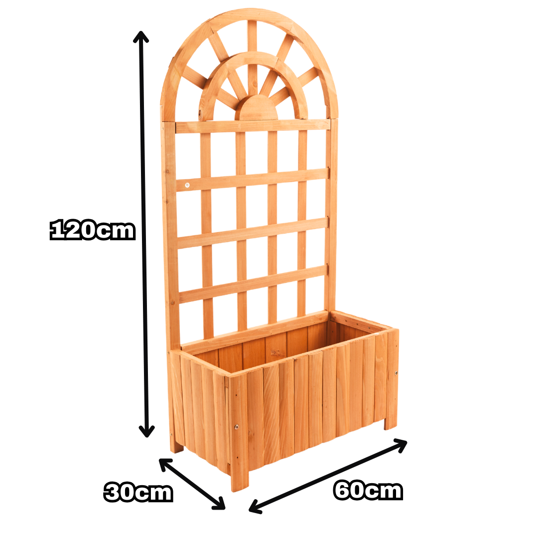 Wooden Arched Trellis Planter Box with Climbing Frame - Image 7