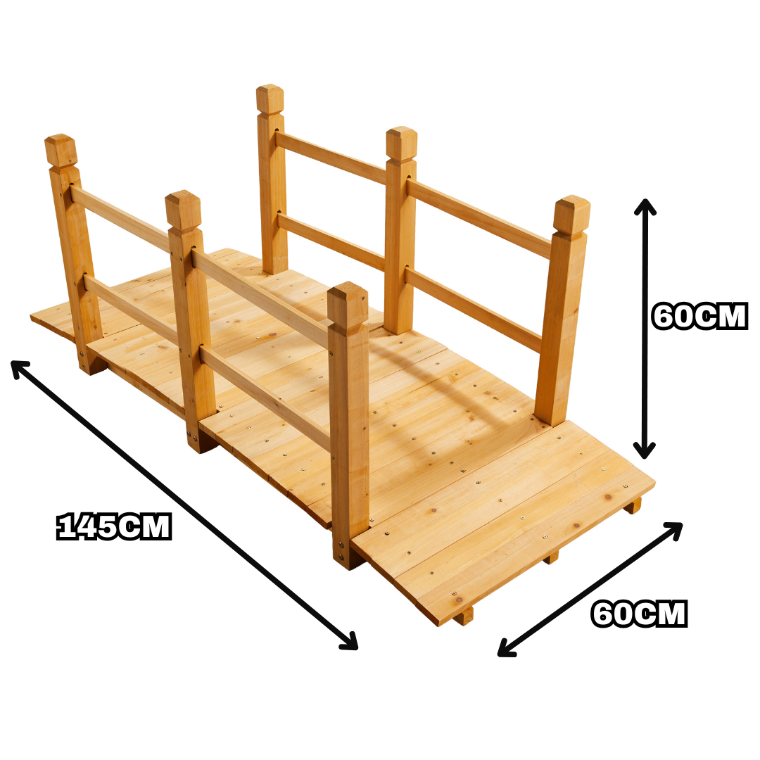 Wooden Garden Bridge with Handrails – Decorative Outdoor Footbridge - Image 10